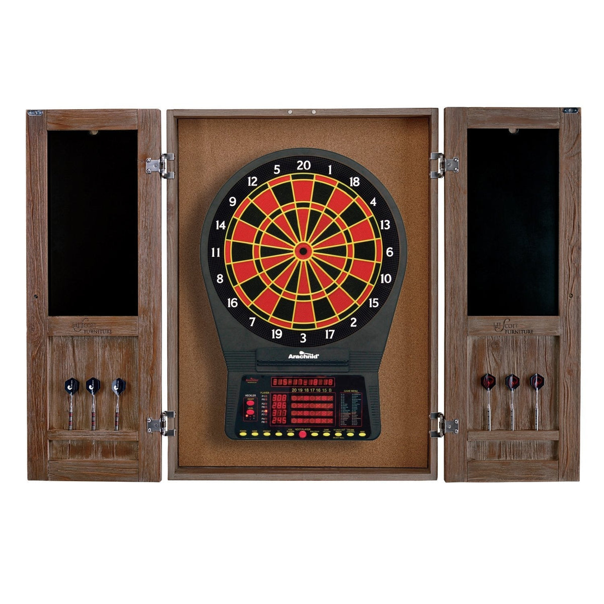 HJ Scott St. James Dartboard Cabinet Antique Grey