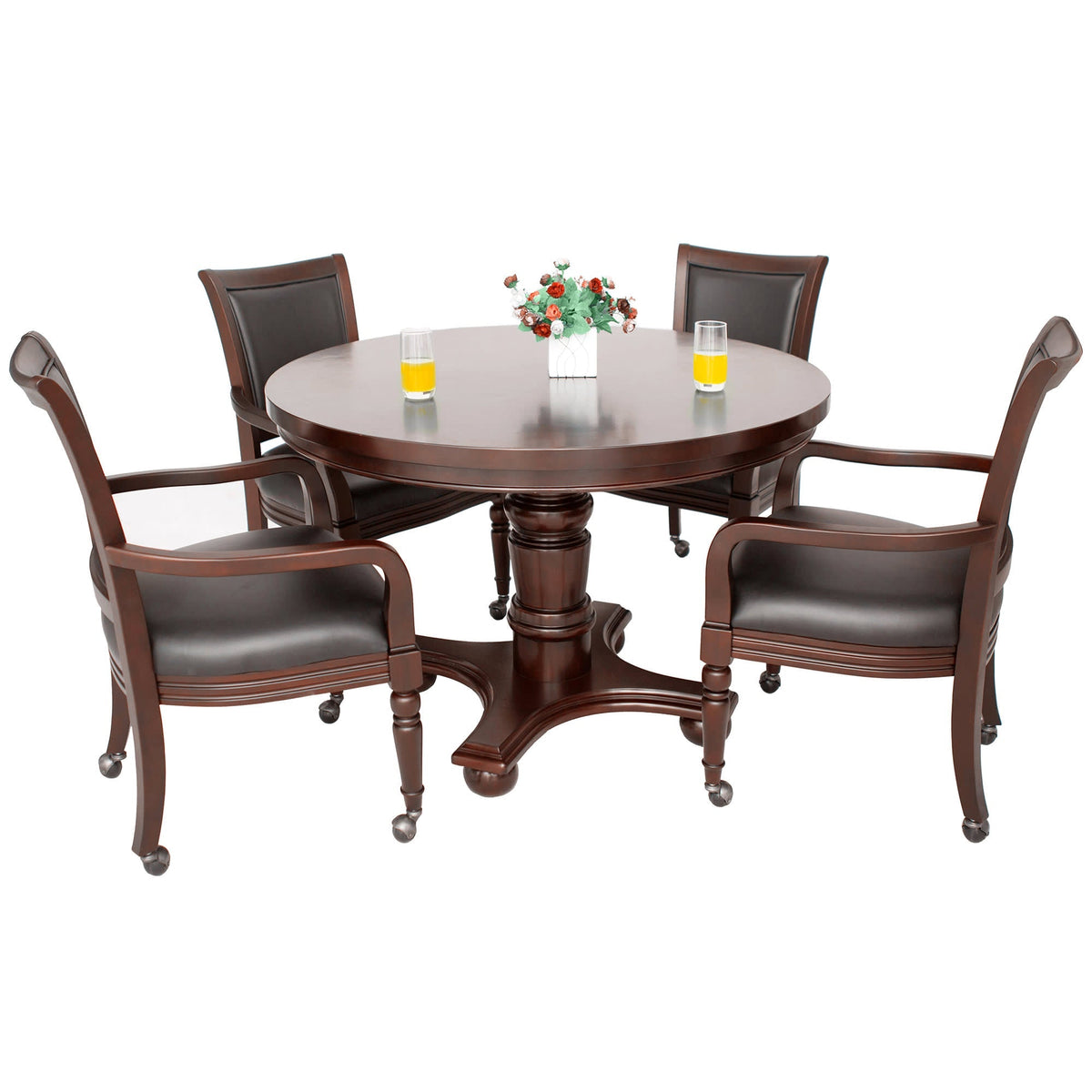 Hathaway Games Bridgeport 48-in Poker Table and Dining Top with 4 Arm Chairs