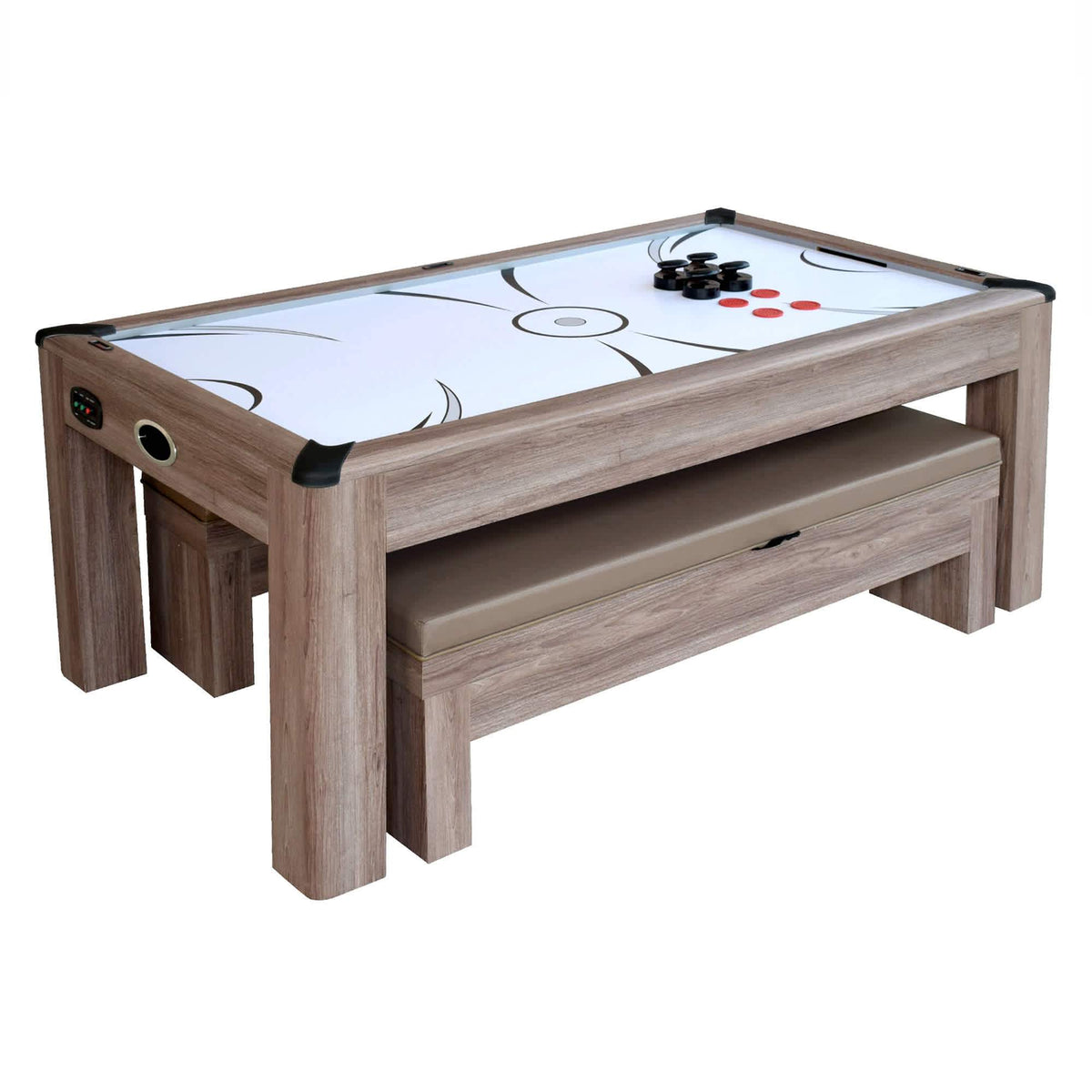 Hathaway Games Driftwood 7-ft Air Hockey Table Combo Set with Benches