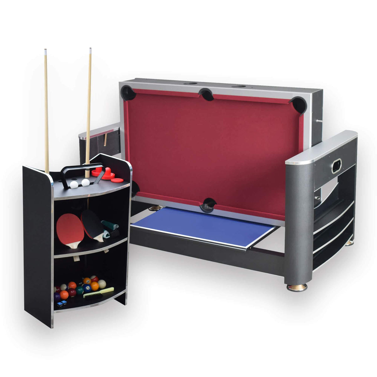 Hathaway Games Triple Threat 6ft Air Hockey 3-in-1 Rotating Multi-Game Table and Cabinet