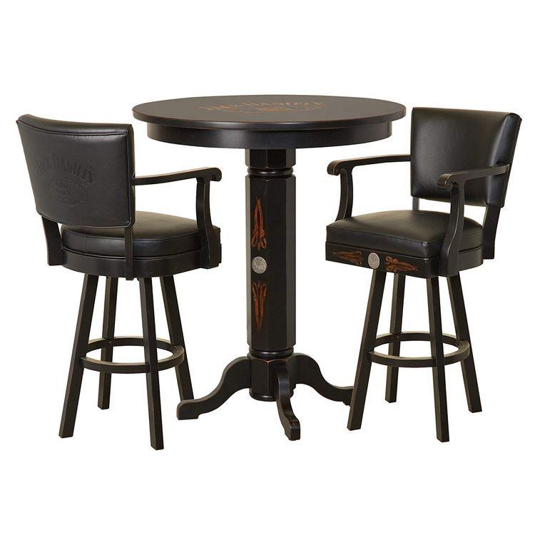Jack Daniel's Wood Pub Table Backrest Barstool Set