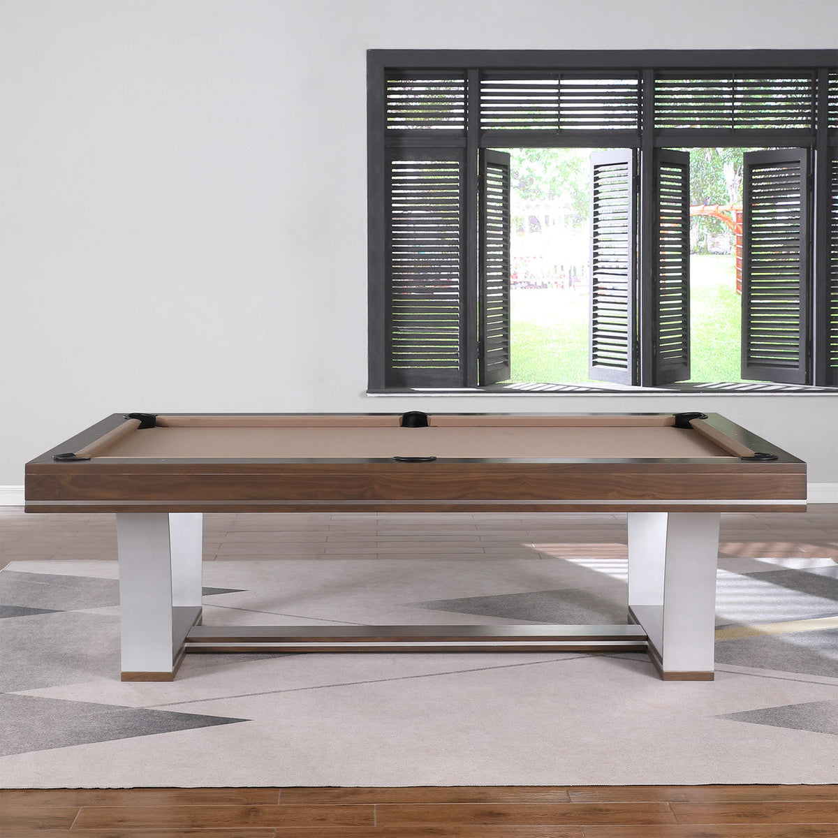 Playcraft Barcelona 8' Slate Pool Table in Walnut Gray on Silver Finish