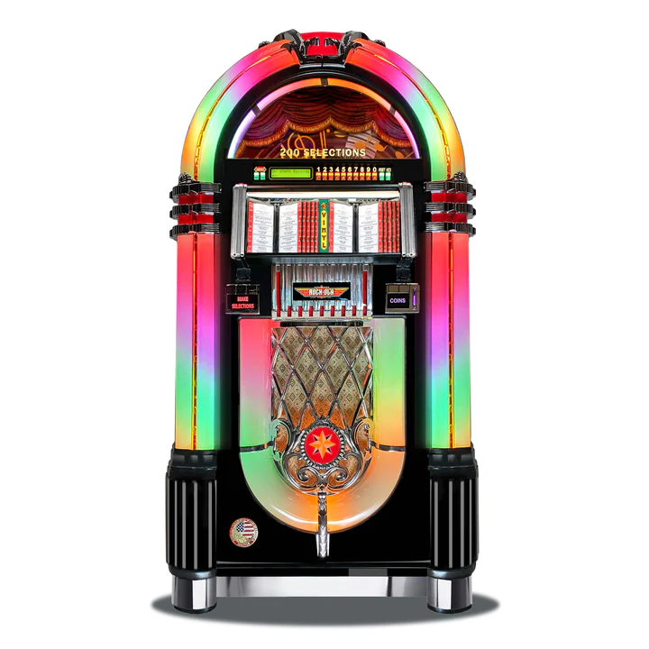 Rock-Ola Authentic Bubbler Vinyl 45 Jukebox in Gloss Black Finish