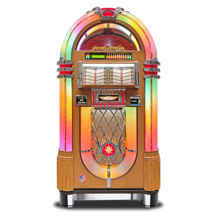 Rock-Ola Authentic Bubbler Vinyl 45 Jukebox in Light Oak Finish