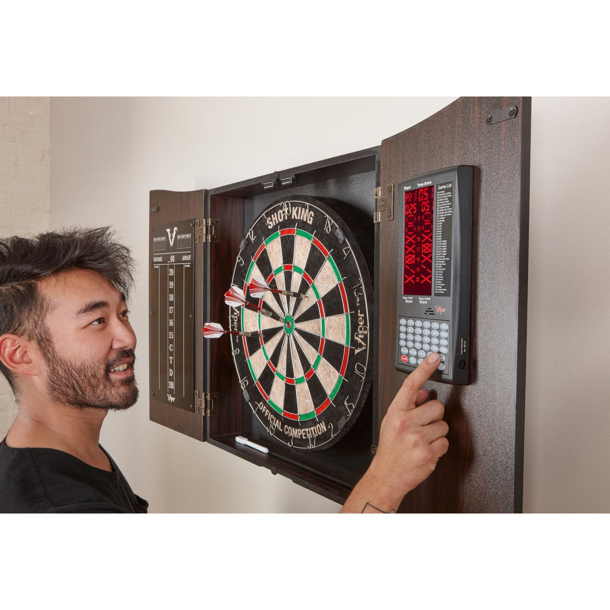 Viper Vault Deluxe Dartboard Cabinet with Integrated Pro Score