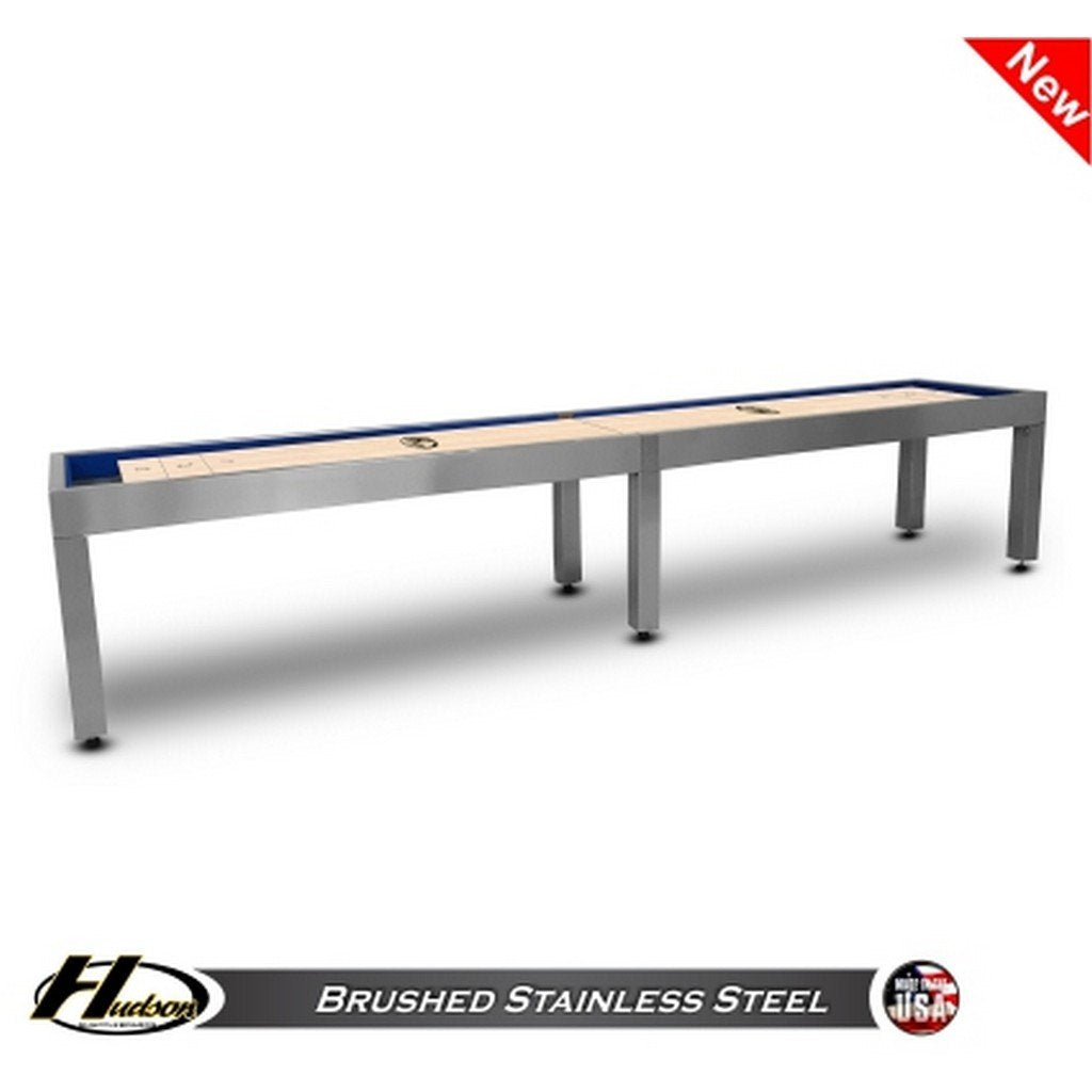 Hudson Shuffleboards Brushed Stainless Steel Shuffleboard Table