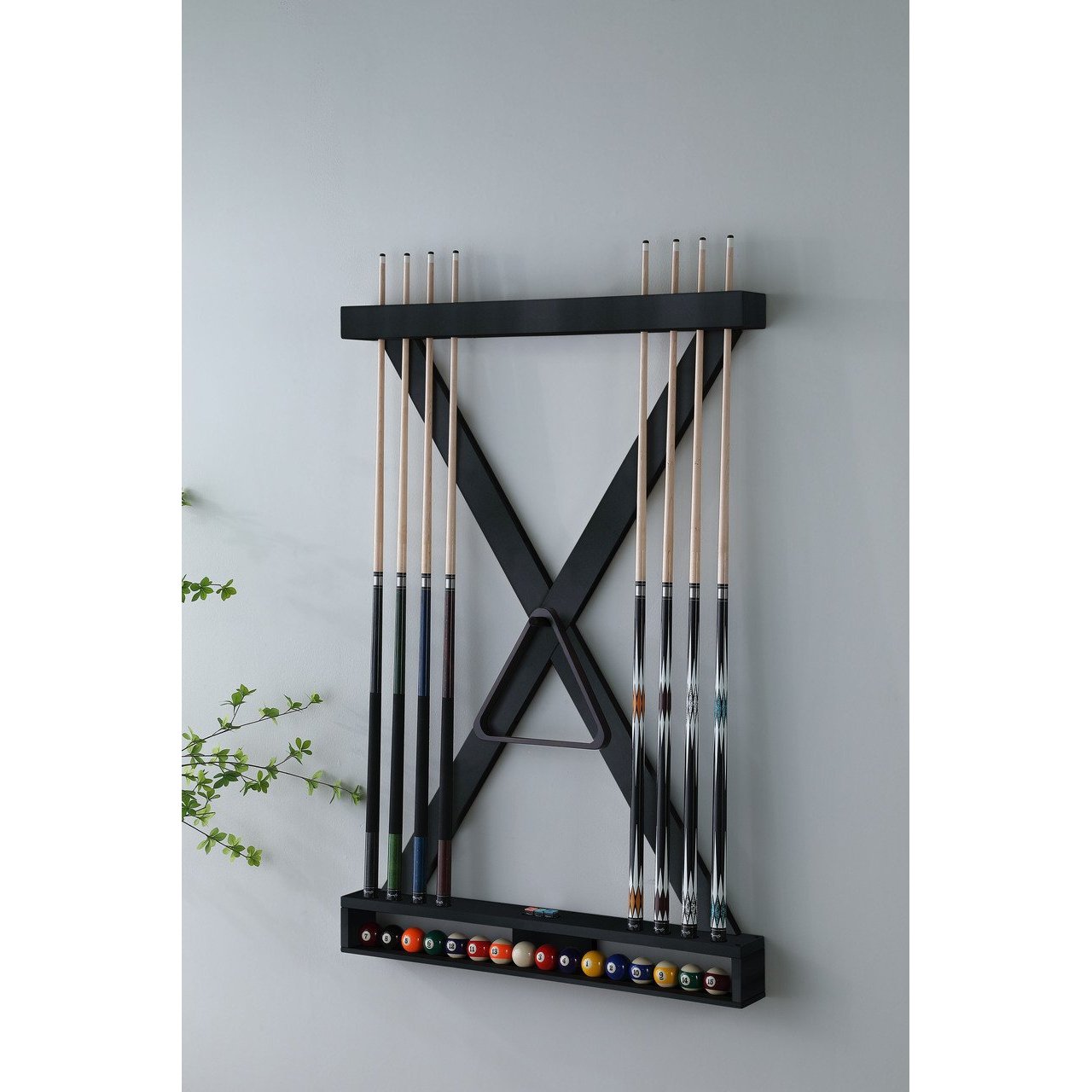 Playcraft X Style Hardwood 8 Cue Billiard Equipment Wall Rack