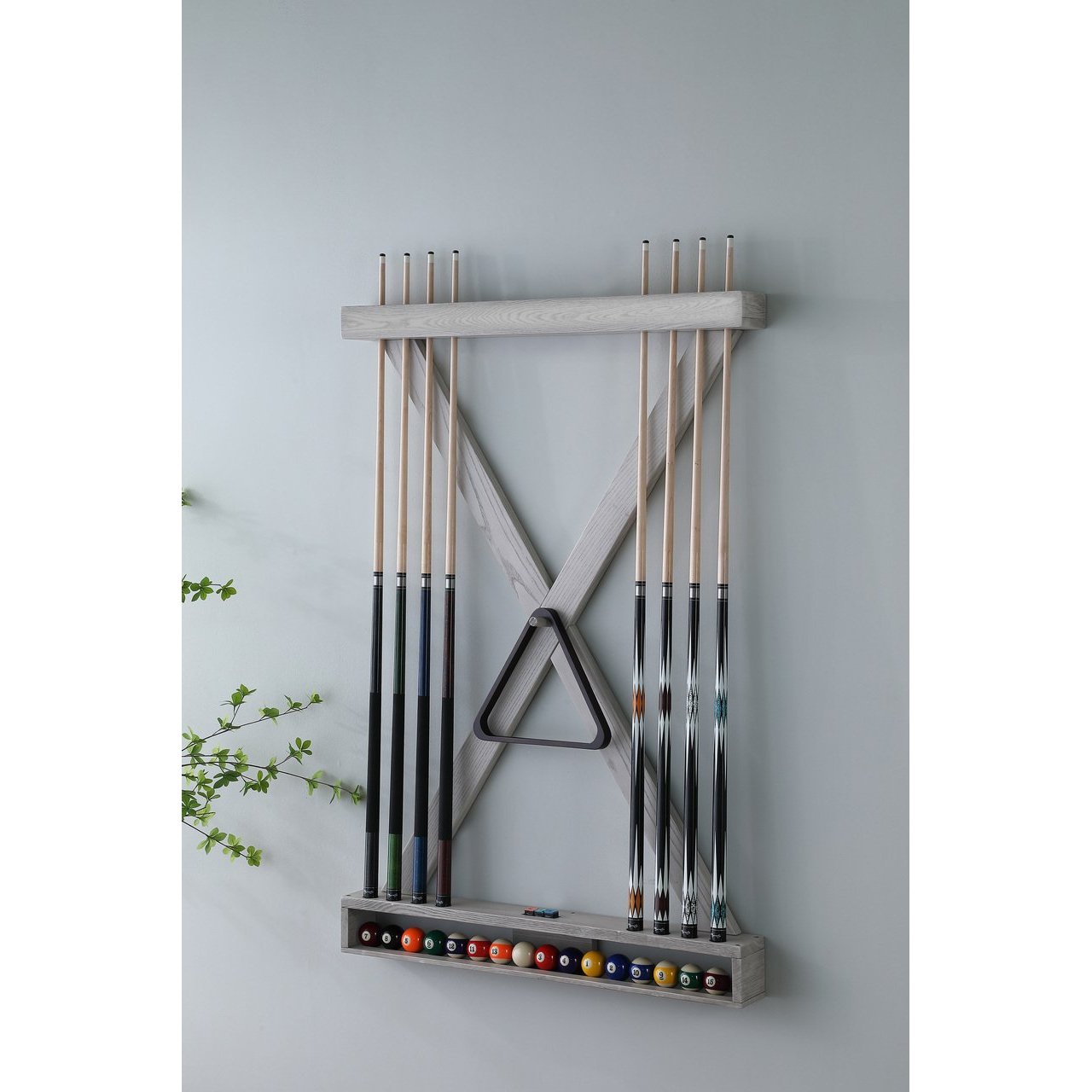 Playcraft X Style Hardwood 8 Cue Billiard Equipment Wall Rack