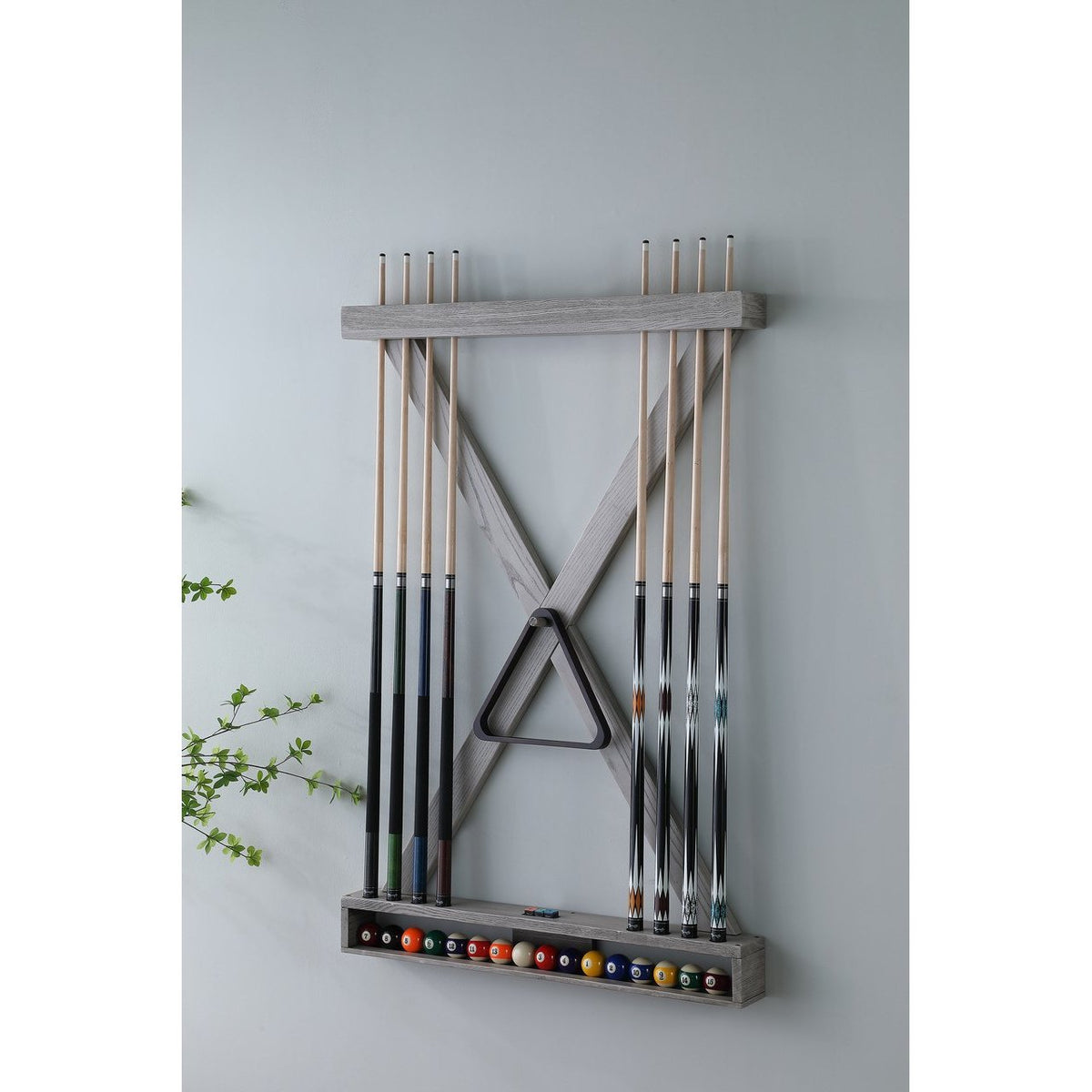 Playcraft X Style Hardwood 8 Cue Billiard Equipment Wall Rack